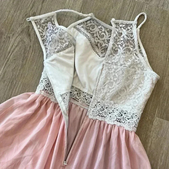 Womens Byby Pink Lace Dress - 1 - Picture 7 of 8